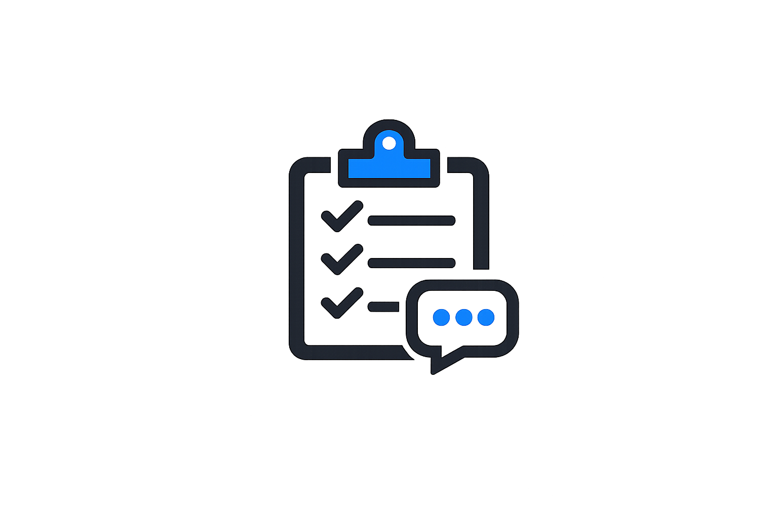 A digital illustration of a logistics clipboard with checkmarks and a chat bubble, standing in front of a semi-truck at night with red and blue neon lighting.
