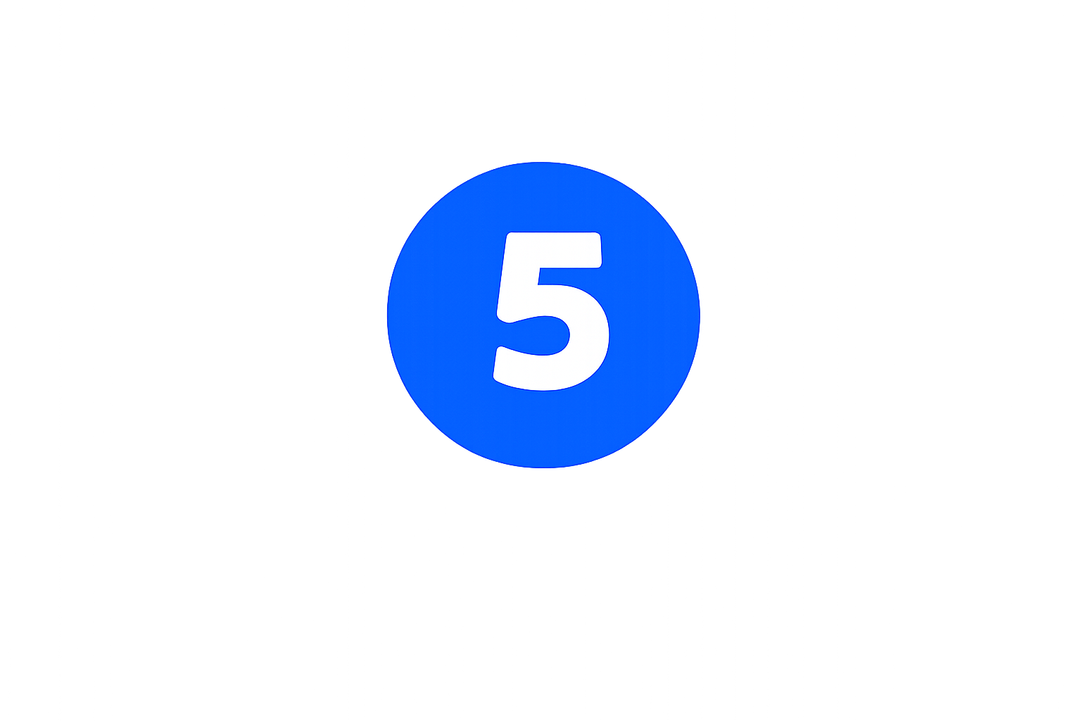 Blue circle with white number 5 in the center.