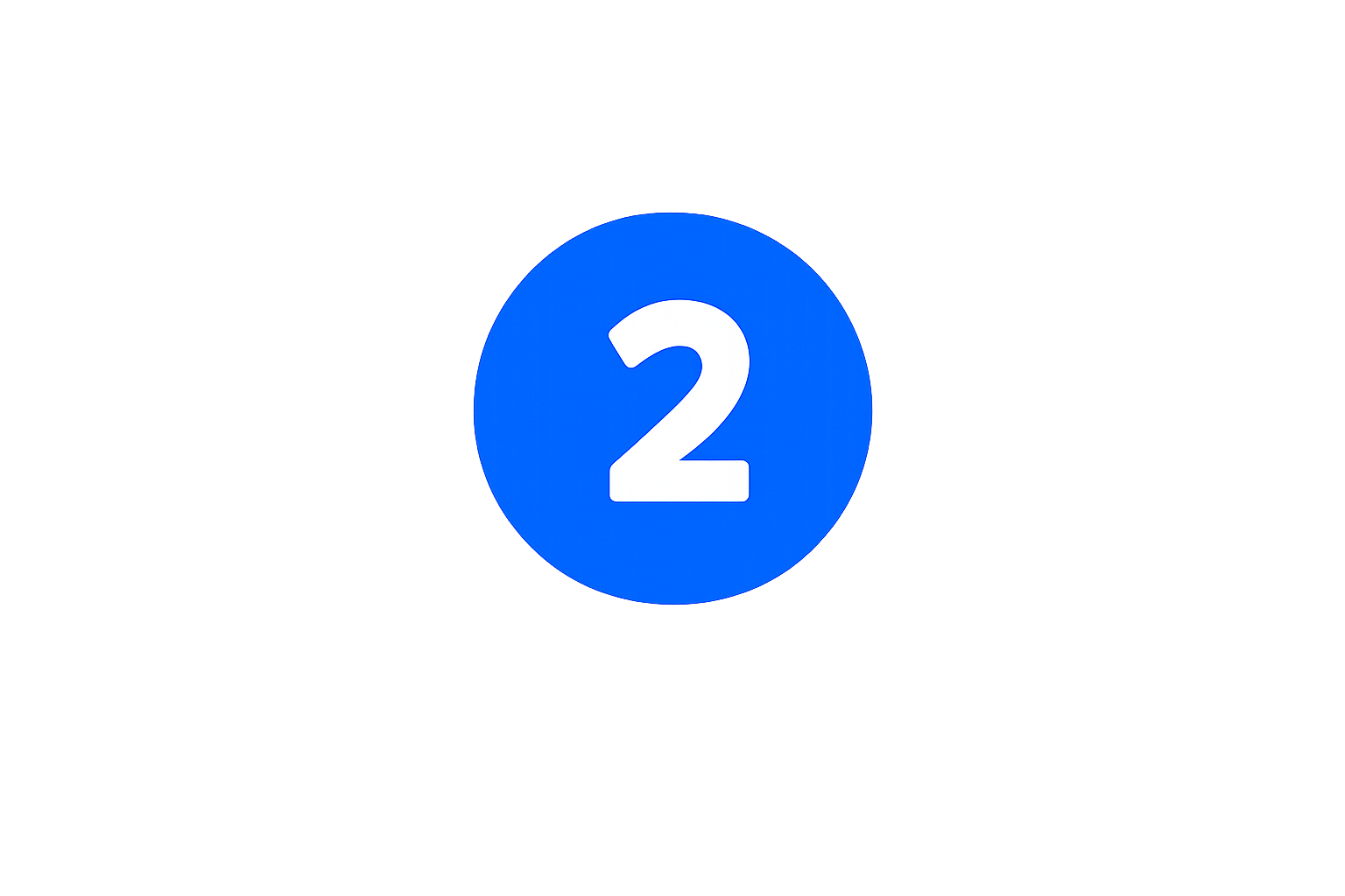 Digital interface featuring a blue circular button with a white number 2 in the center, illuminated with a blue glow on a gray background.