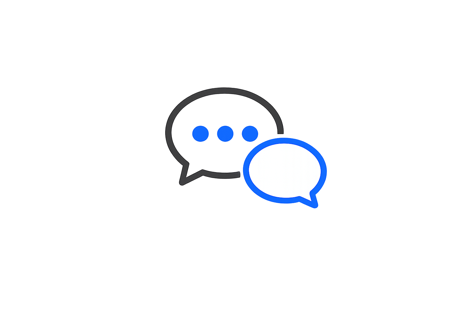 Illuminated icon of two speech bubbles, one with three dots, on a grey background.