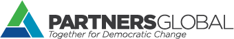 Partners Global logo with a black background, featuring a stylized A in blue and green.