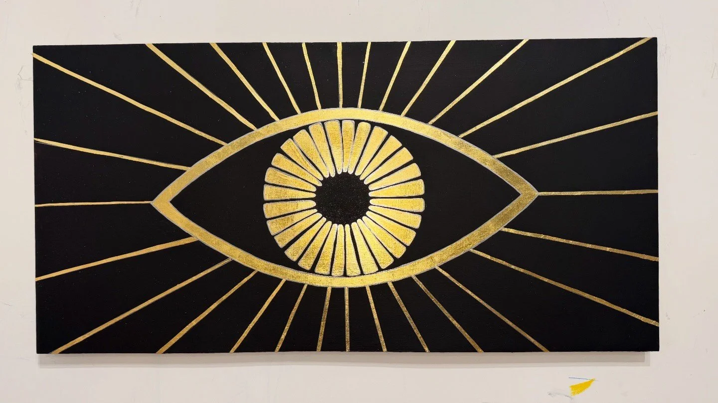 "I" 
gold leaf, acrylic on birch wood
24"x36" in
2026
Series: A Signal From Home
