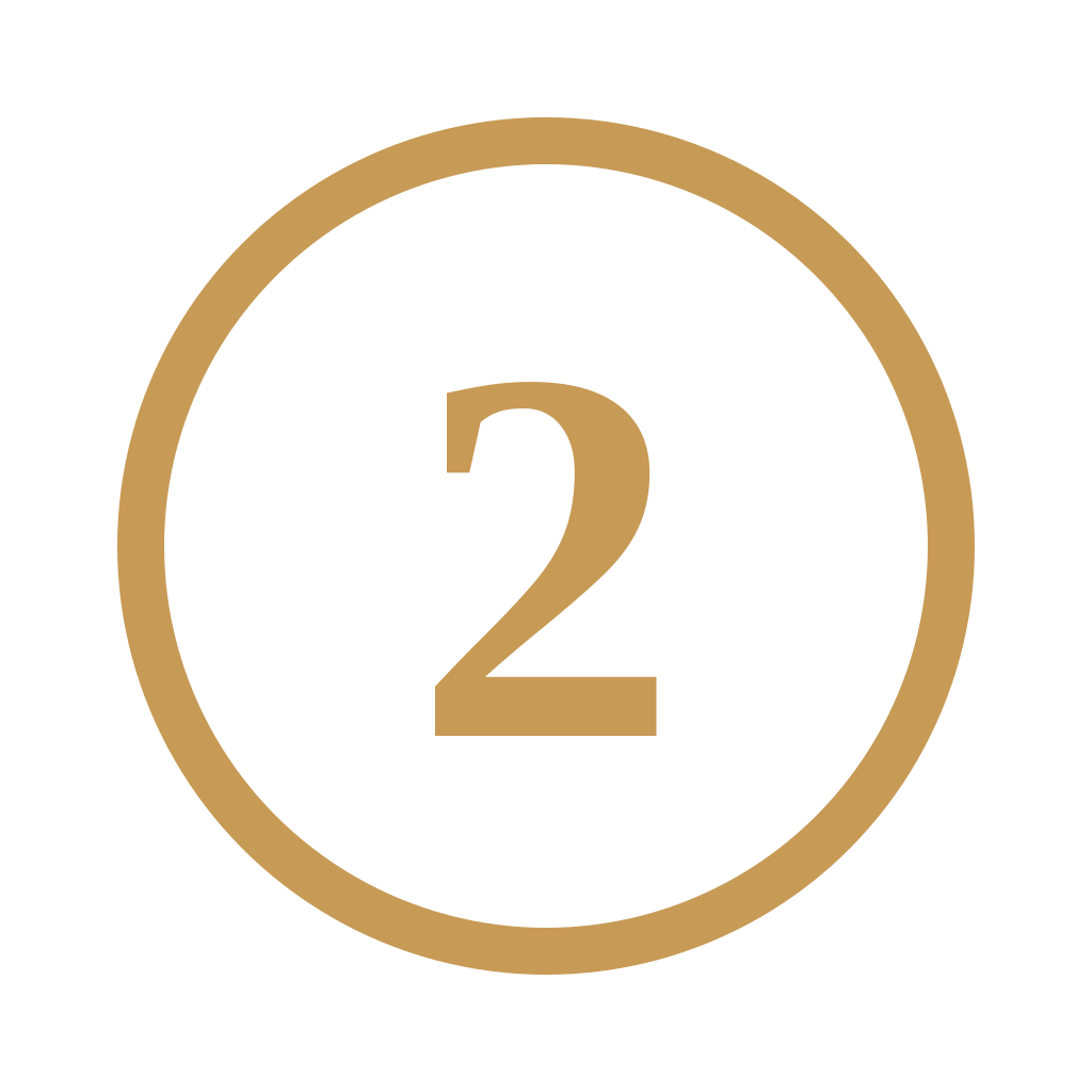 A digital countdown timer showing the number 2 inside a gold circle.