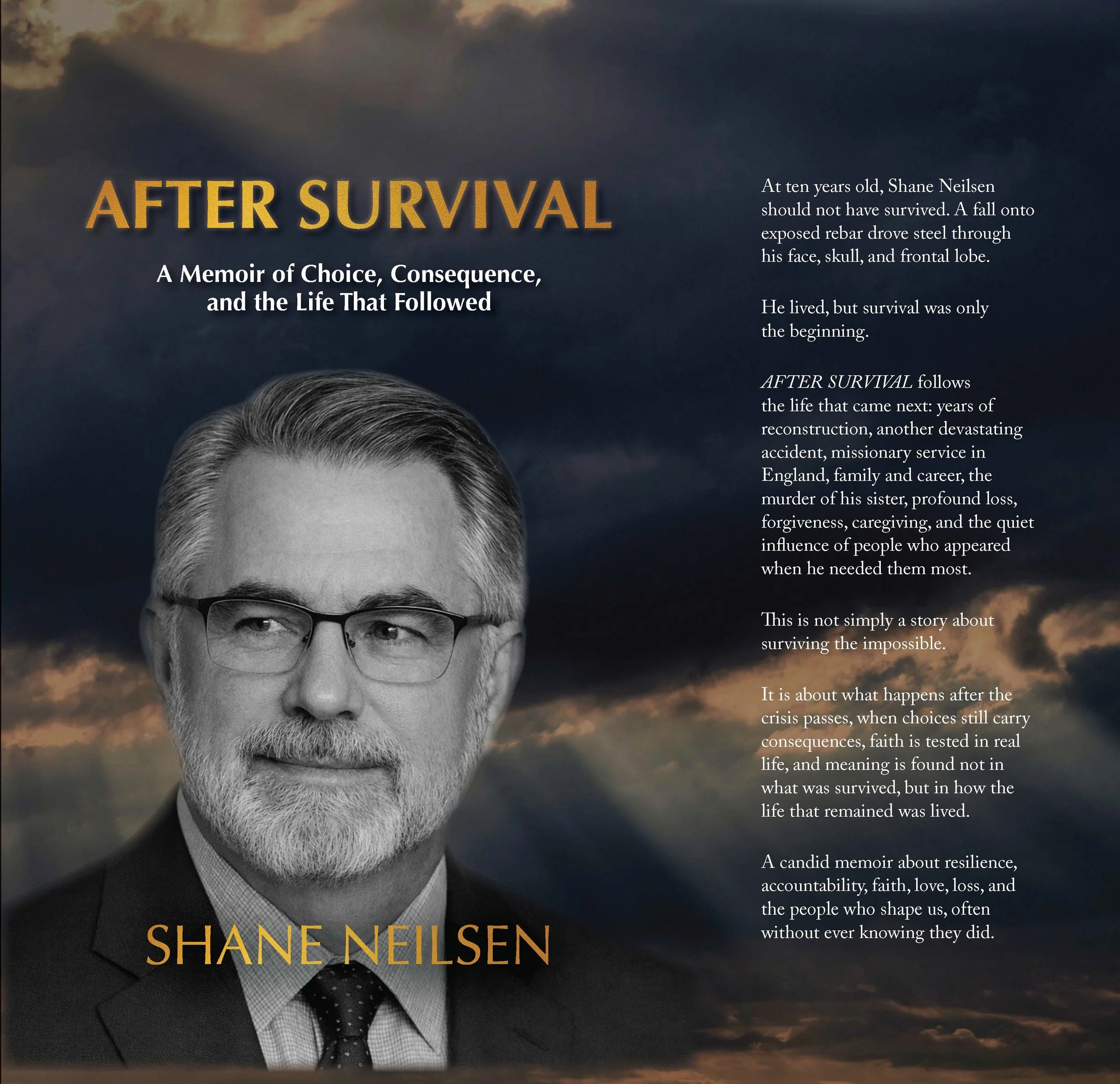 Front cover design for AFTER SURVIVAL and front inside flap by Shane Neilsen.