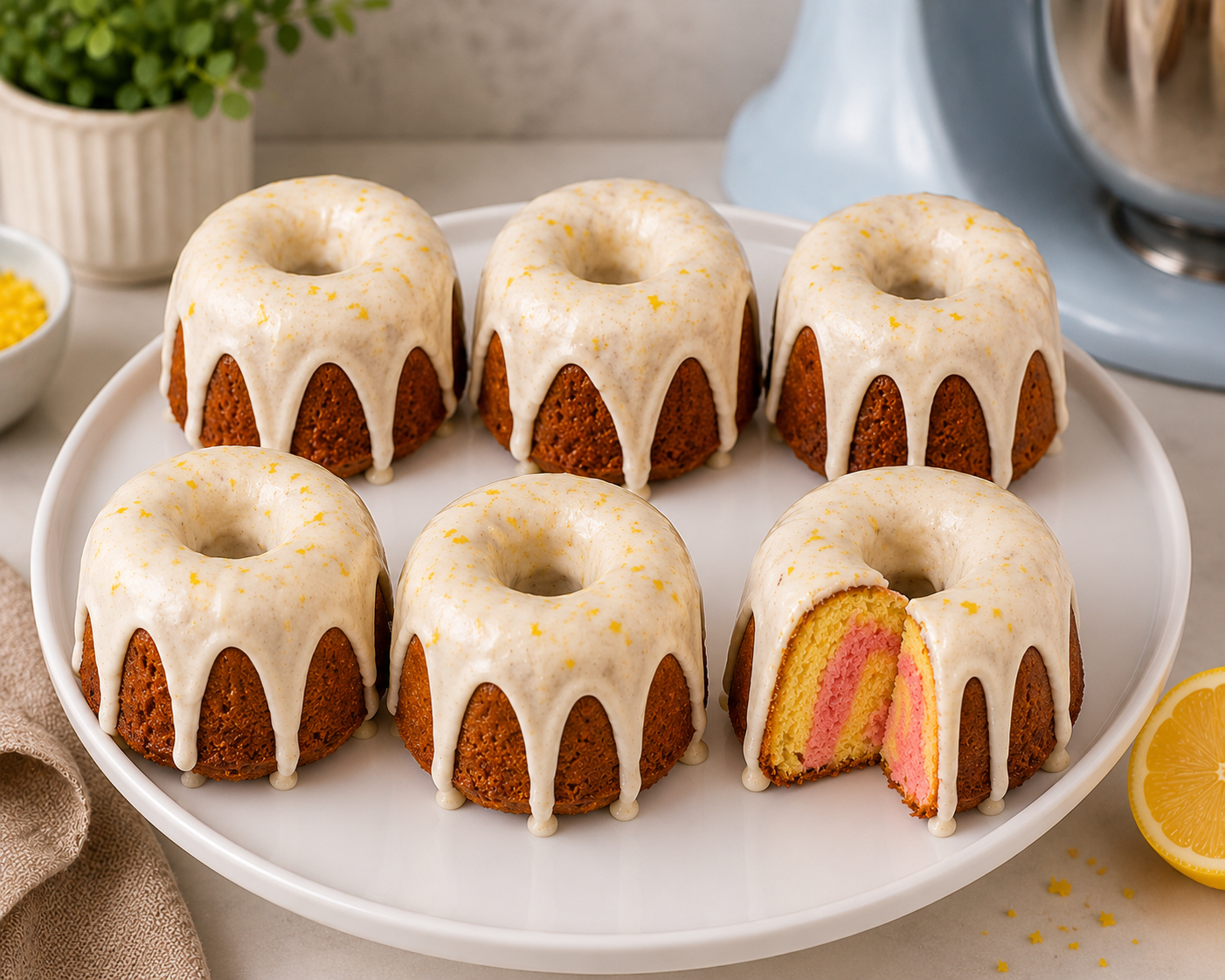 6 MINI POUND CAKES - Strawberry Lemon Pound Cake