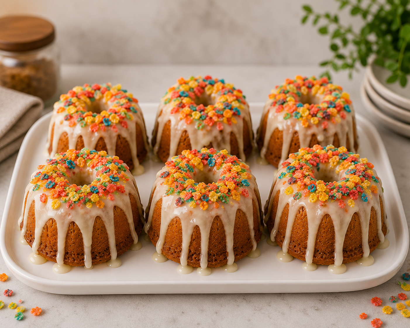 6 MINI POUND CAKES - Fruity Pebble Pound Cake