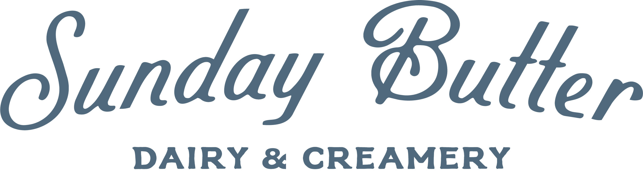 Sunday Butter Dairy & Creamery logo in script and block fonts.