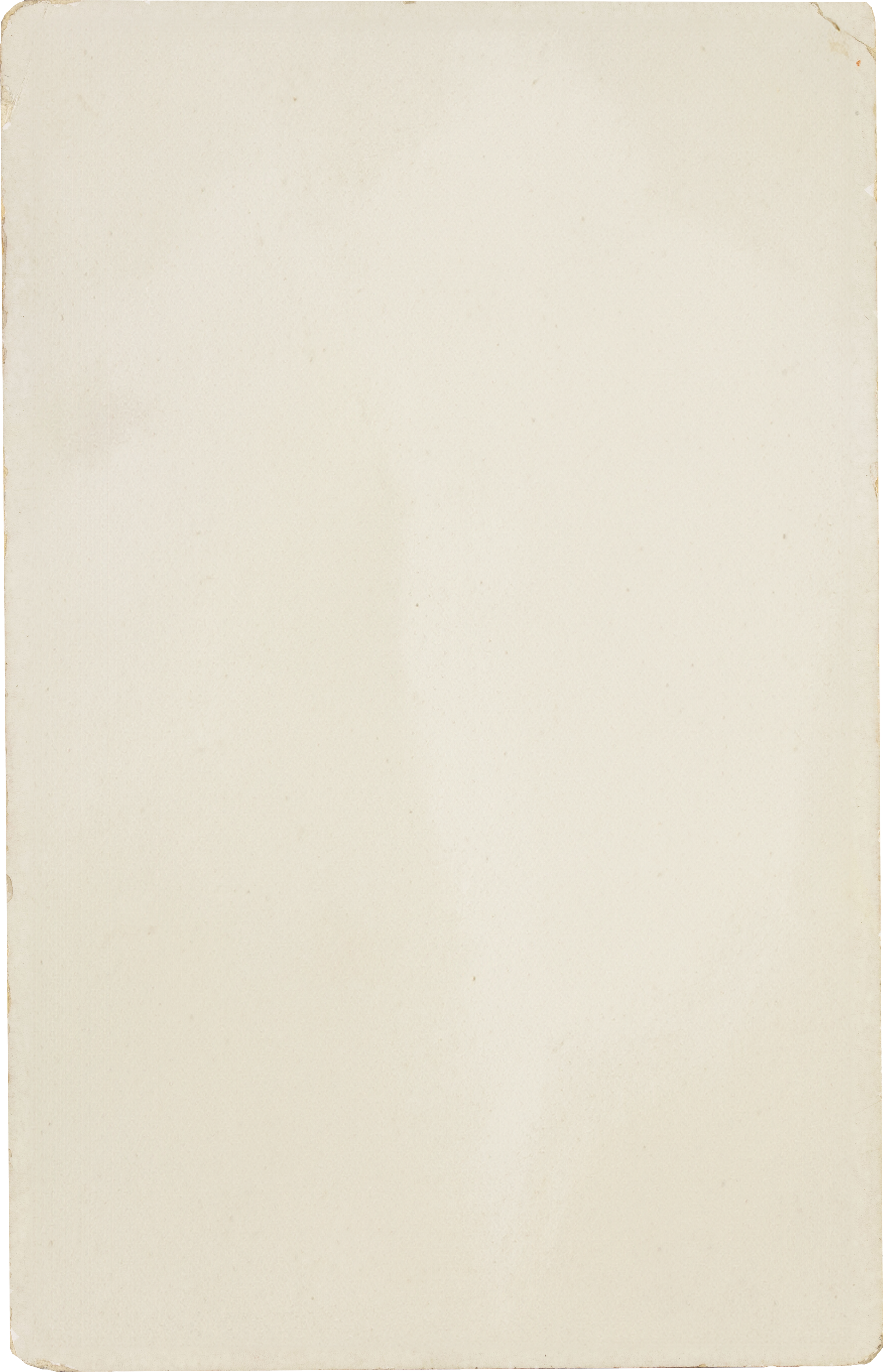 An empty, slightly aged, off-white piece of paper with torn and worn edges.