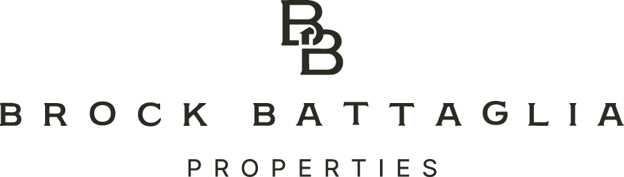Logo with overlapping B and B at the top, and the text "BROCK BATTAGLIA PROPERTIES" underneath.