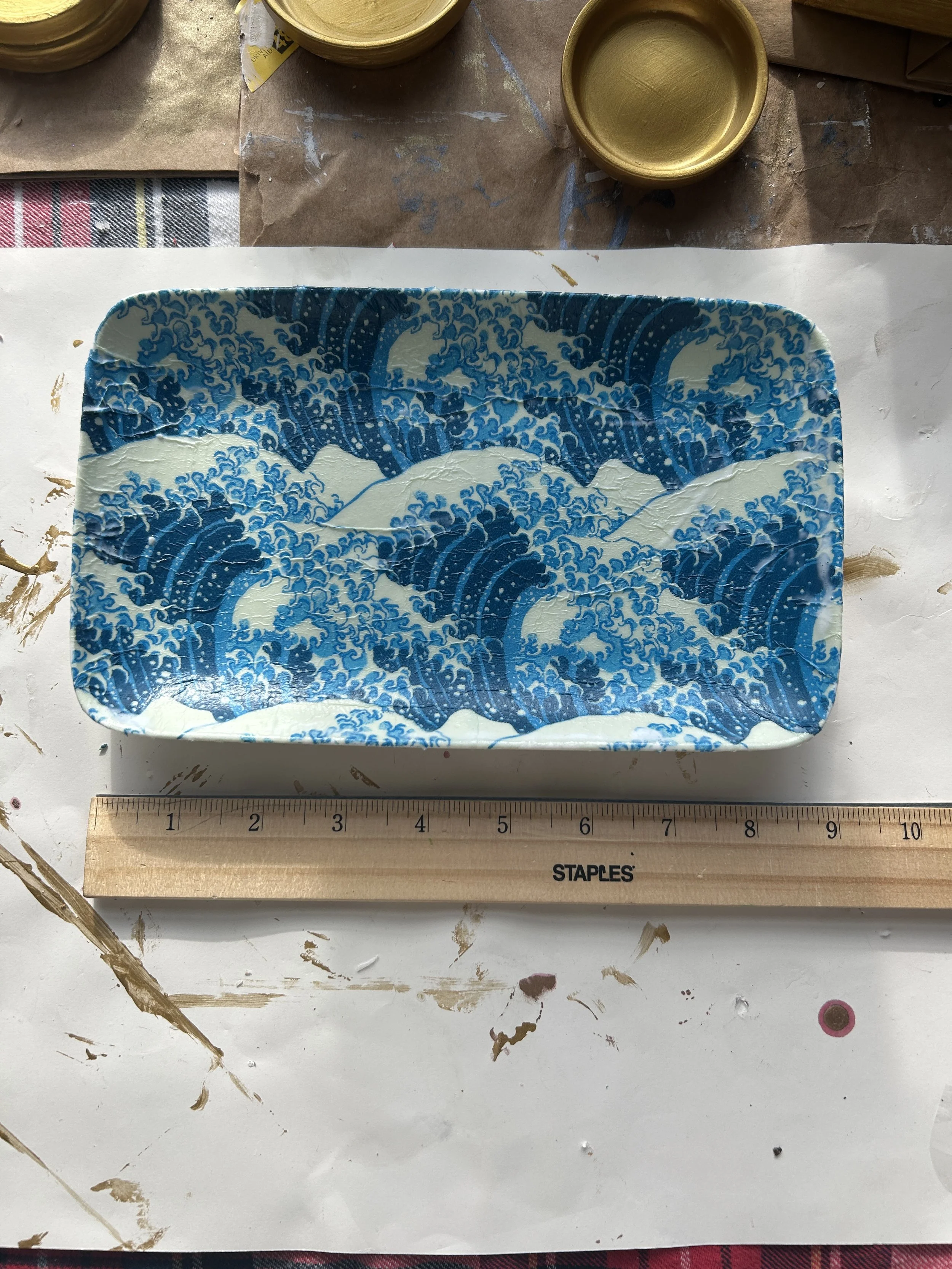 ceramic catch-all tray blue wave