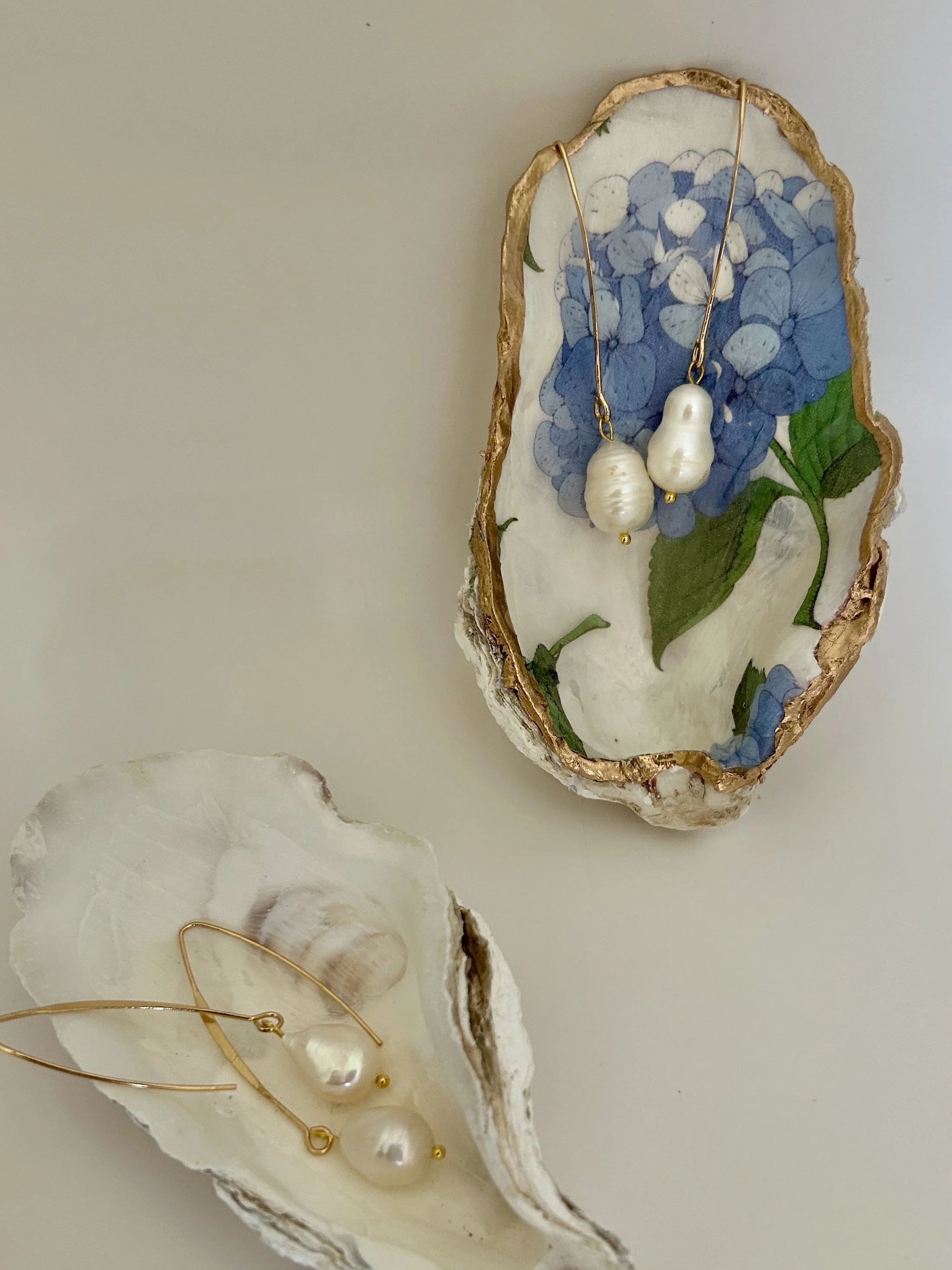 Hydrangea Oyster Shell with Pearl Drop Earrings copy.jpg
