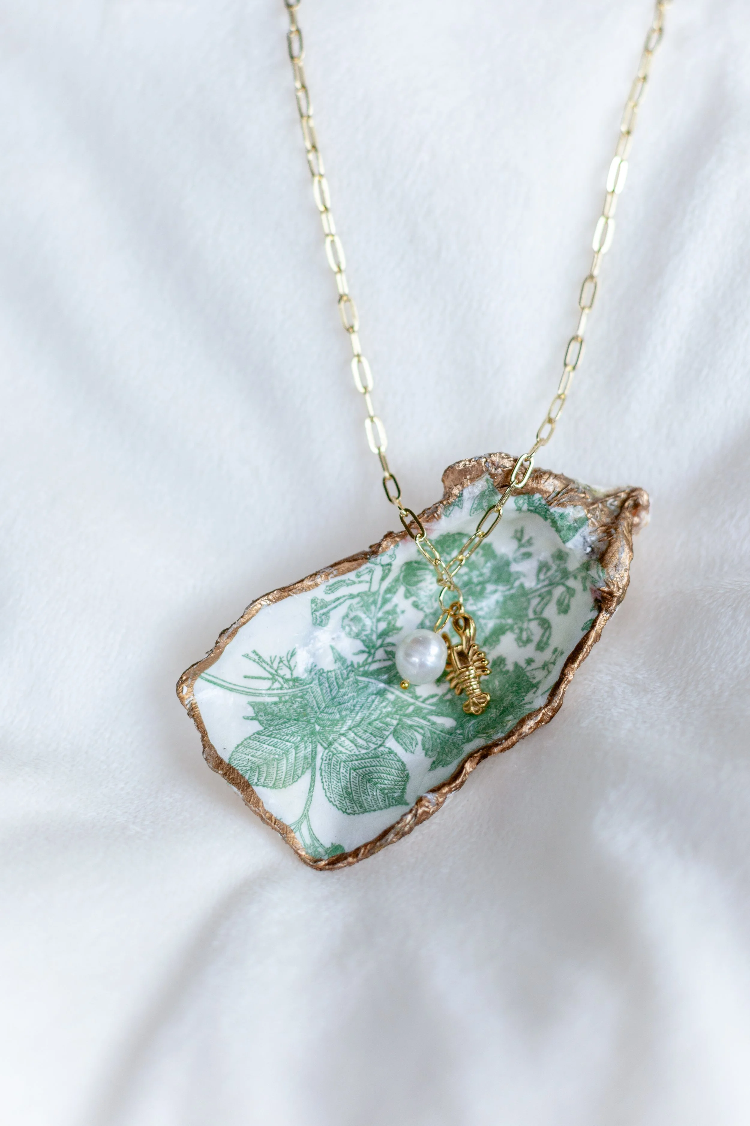 leaf&letter-lobster and pearl paperclip necklace2.jpg