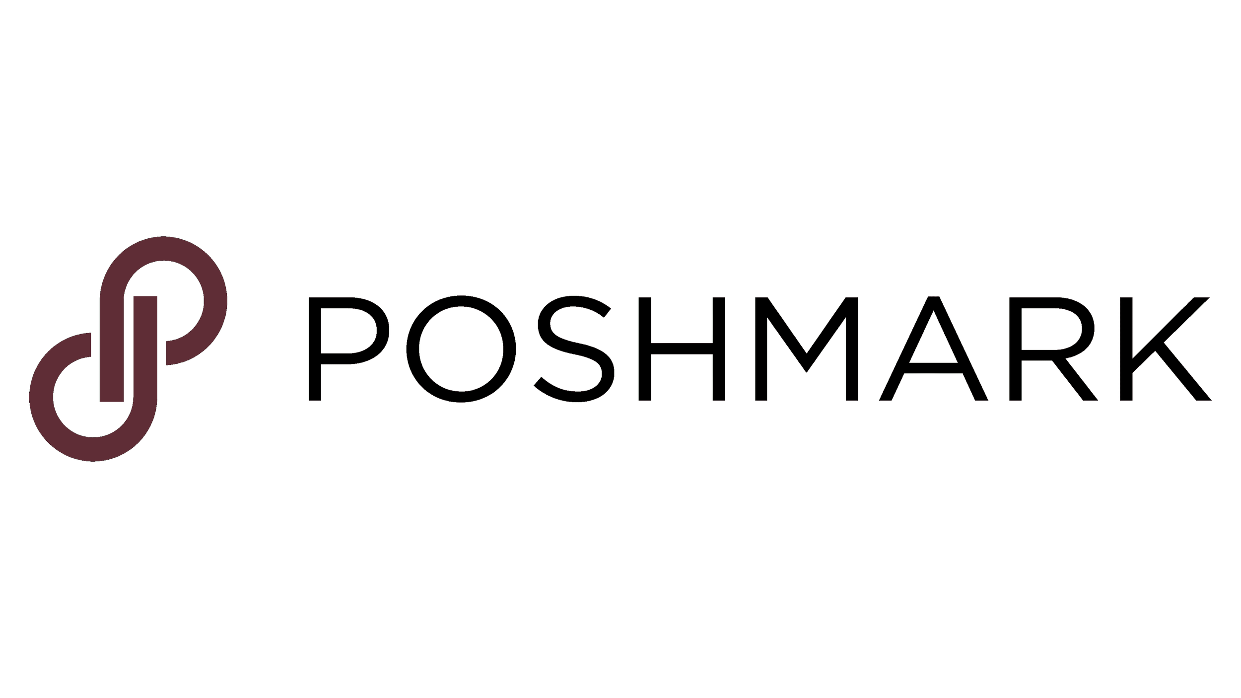 Poshmark logo with a stylized purple hanger icon and black text reading 'Poshmark'.