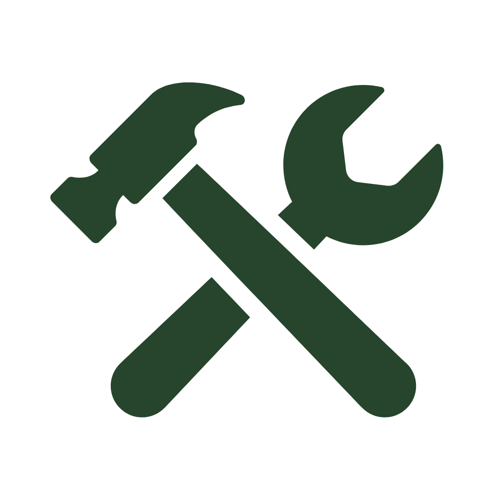 A wrench and a hammer crossed over each other, forming a toolkit icon.