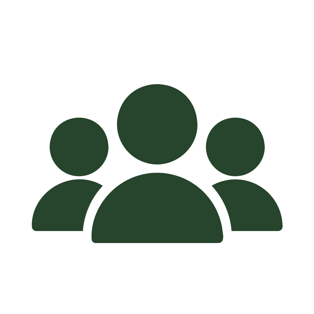 Icon of a group of three people representing a team or community.