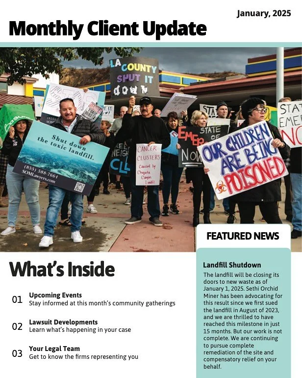 Our Monthly Client Newsletter regarding the Chiquita Canyon landfill is out now!