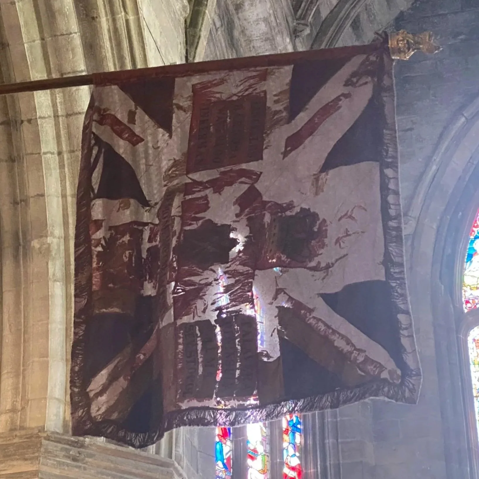 Ragged and ancient Union Jack. Jacobites. Jacobean. James VI & I. Britain British Scotland Scottish. Charles I execution beheaded lockman hangman public protest petitions