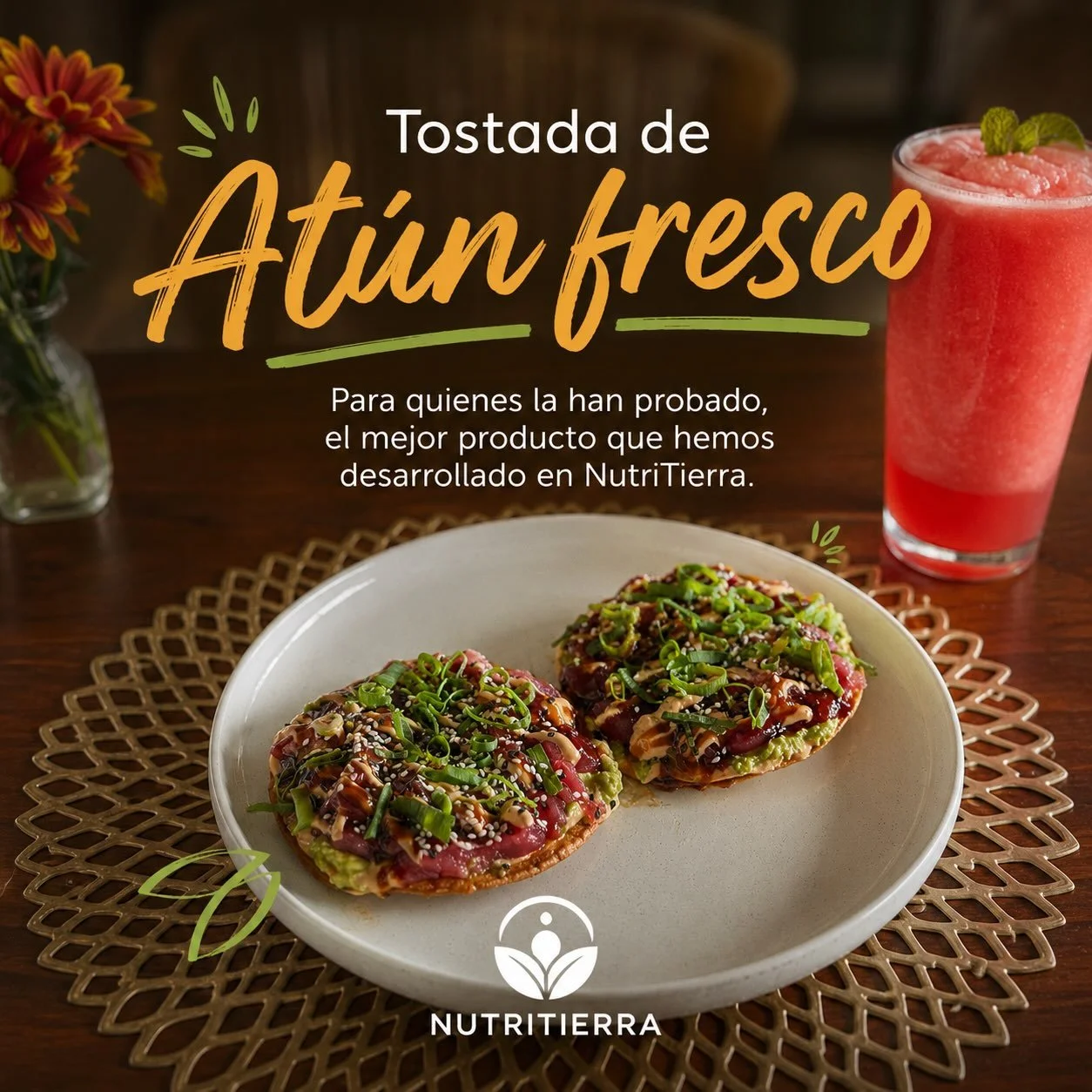 Combo Tostadas de At&uacute;n Fresco 🥑

Crujientes, frescas y llenas de sabor.

Preparadas con guacamole, at&uacute;n fresco, mayo chipotle, salsa de anguila y cebollino.

Promoci&oacute;n disponible:

🥑 Tostada de At&uacute;n Fresco &mdash; ₡3.500