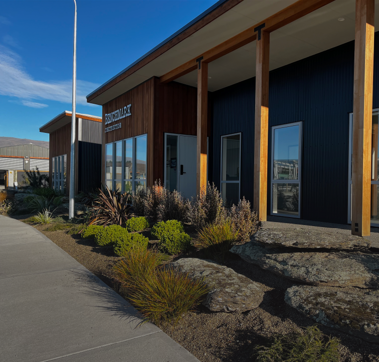 Benchmark Construction's new modern building for all civil construction, earthworks, driveways, and subdivision development based in Alexandra, Central Otago.