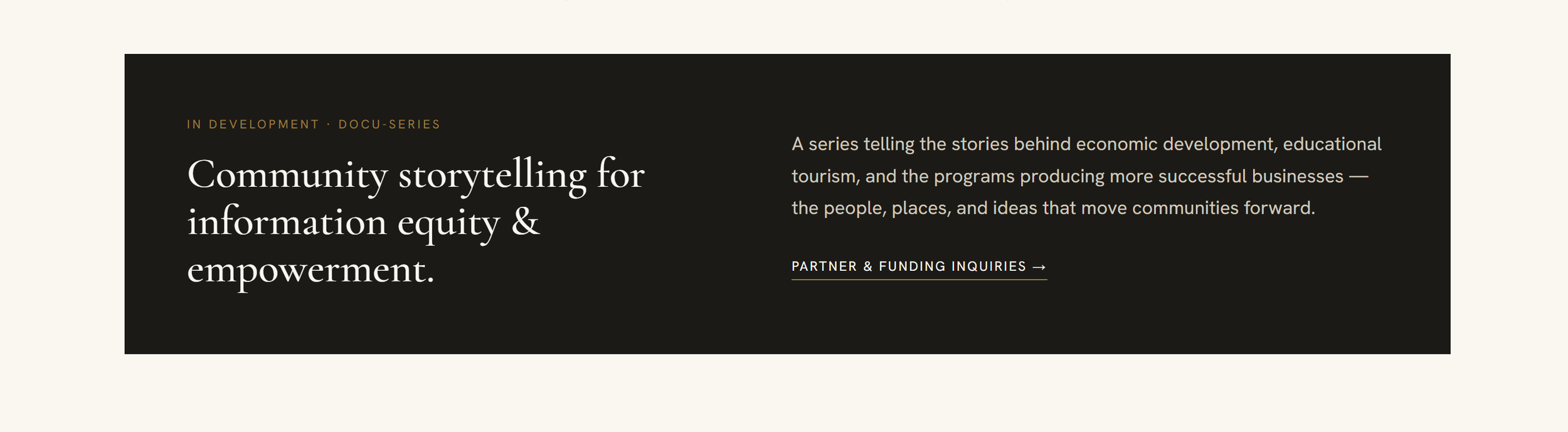 docuseries partner and funding opps