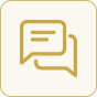 Icon of a yellow chat bubble with a speech pattern.