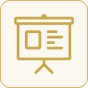 Icon of a web page or digital document or presentation screen on a yellow background.