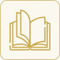 Icon of an open book on a yellow background