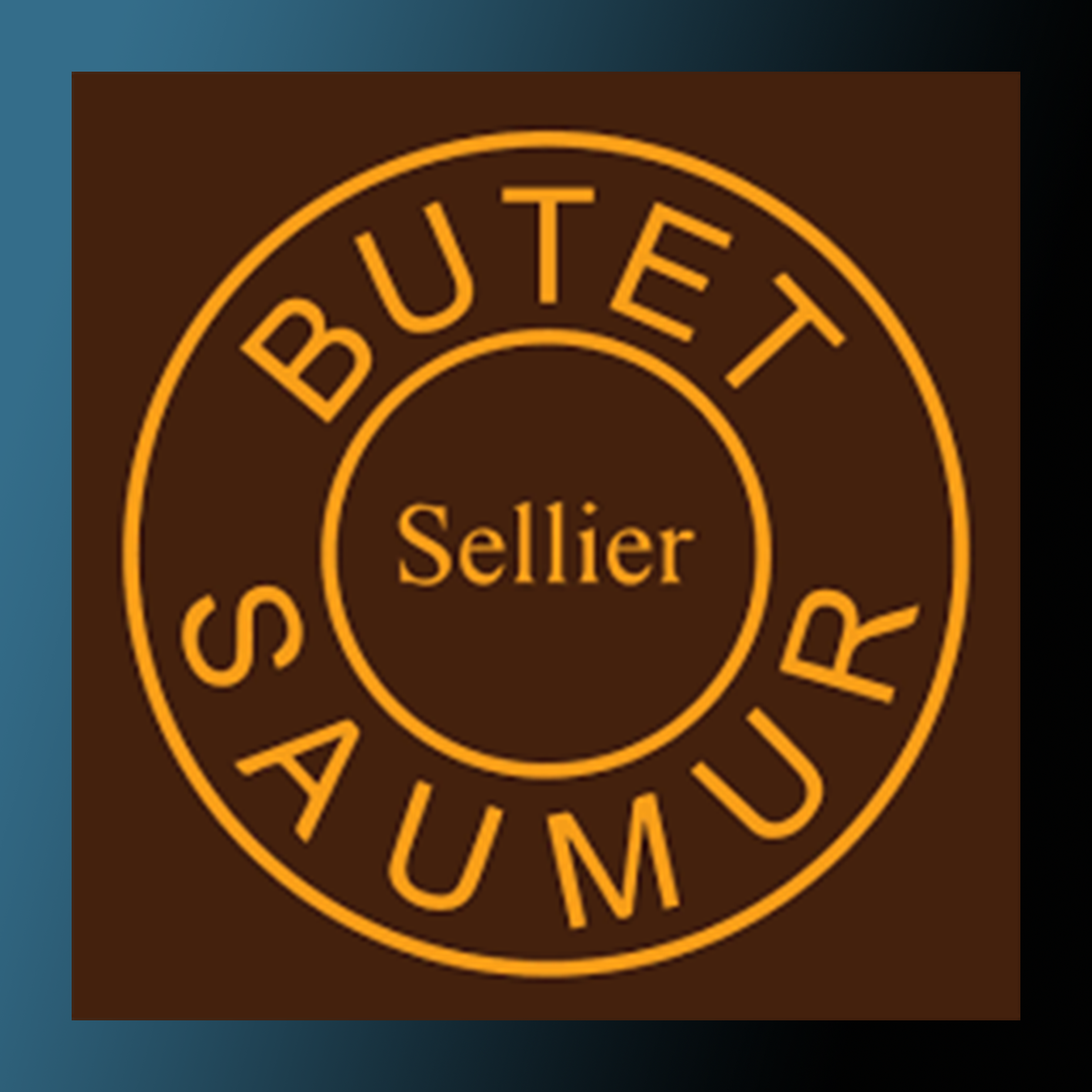 Close-up of a brown circular emblem with orange text reading 'BUYTEX Seller' in a stylized font.