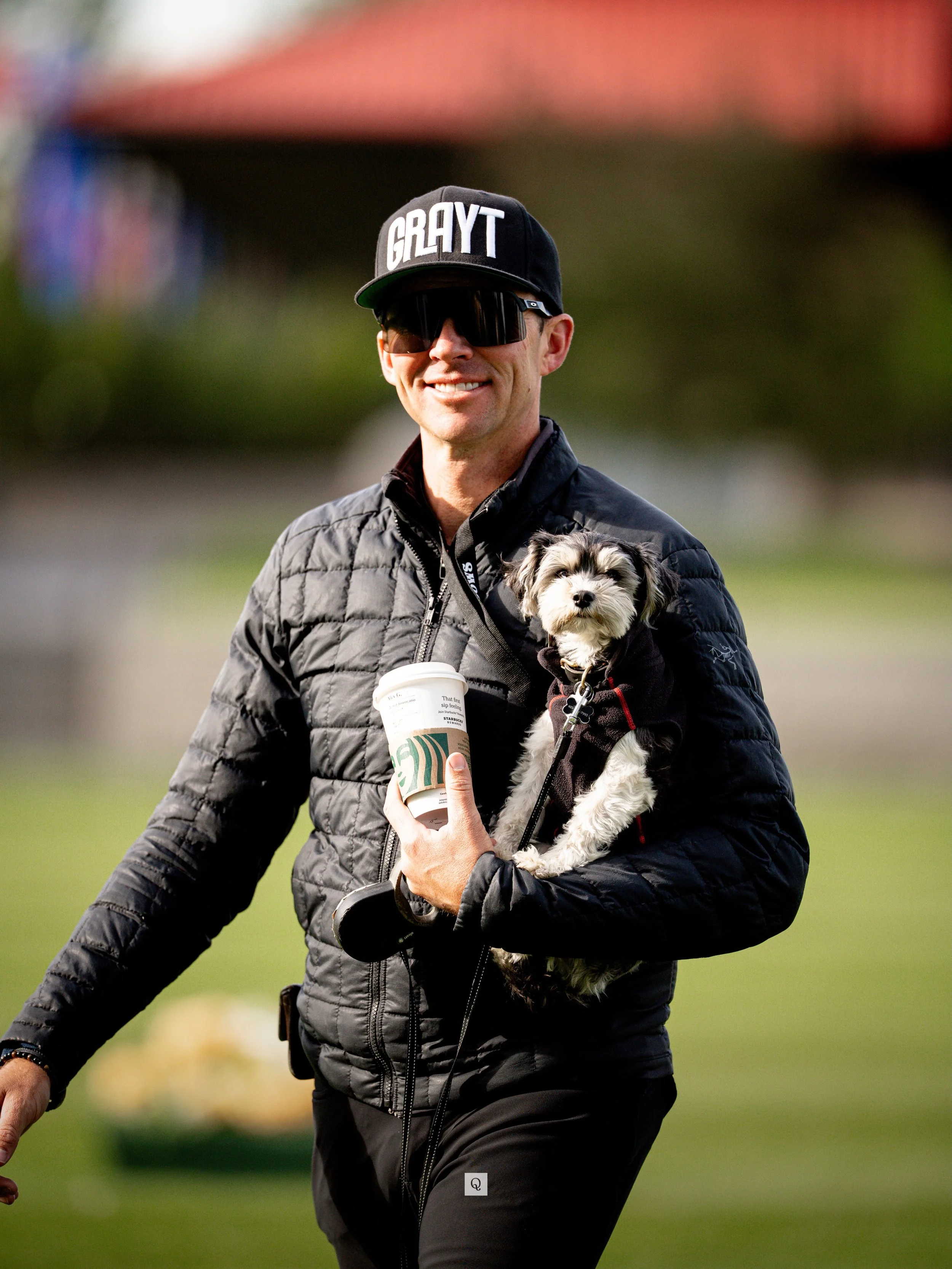 Having a Grayt time at SM (back when it was ☀️)!
&bull;
#1 course walker and strategist at the helm
&bull;
#graytonfarms #showjumping #summerseries #starbucks
&bull;
📸 @quinnsaundersmedia