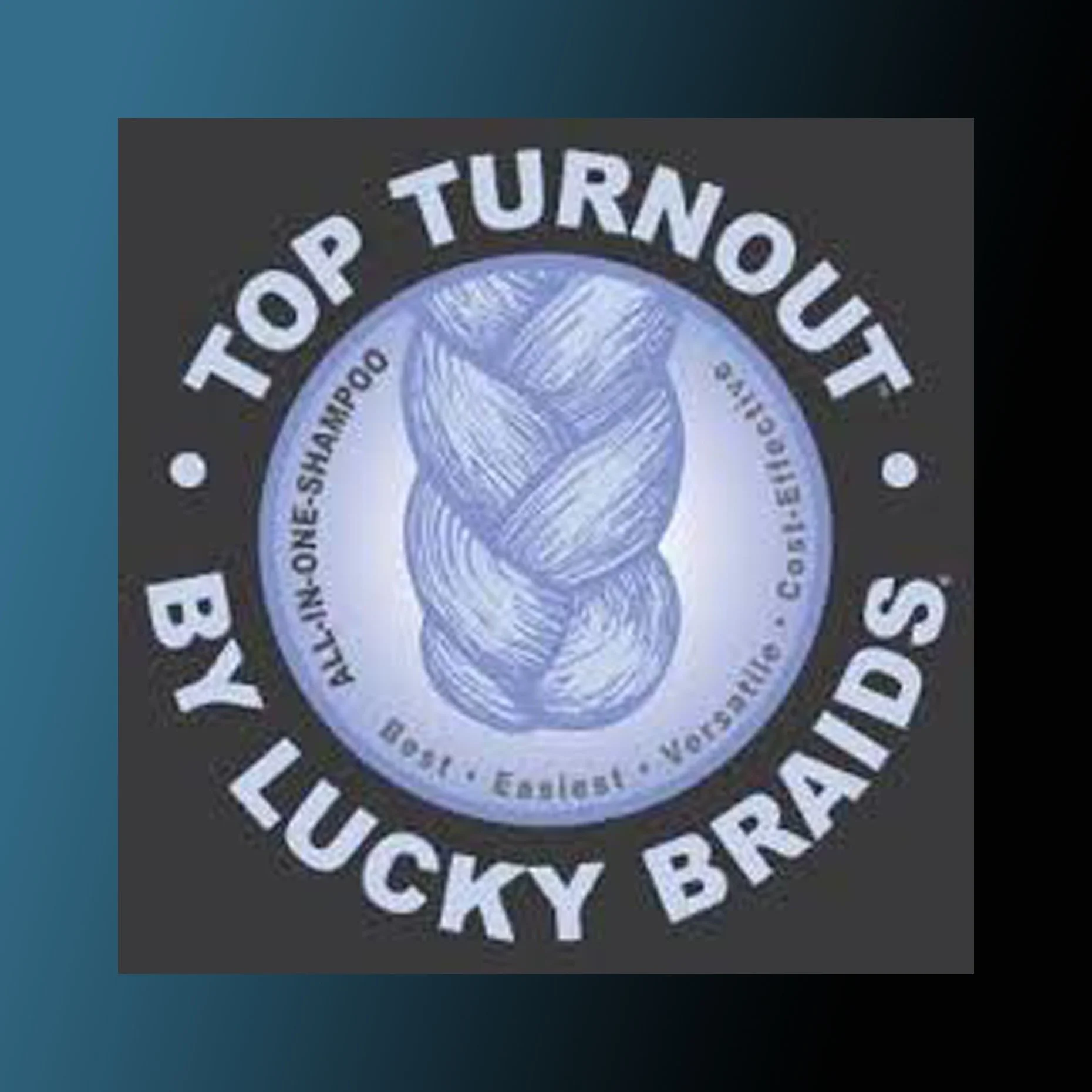 Close-up of a circular black sticker with white text that reads 'TOP TURNOUT' and 'KENTUCKY B.'
