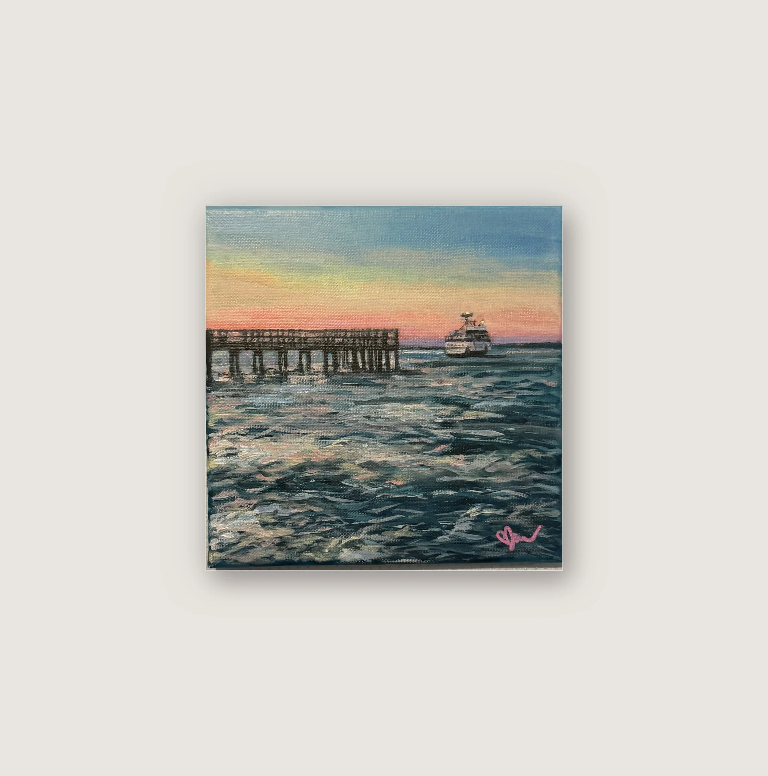 Tranquil Ocean Sunset Canvas Painting