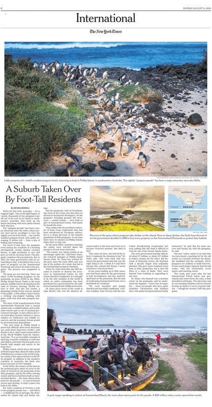 New York Times travel clipping about Phillip Island, Australia, featuring photography by Asanka Brendon Ratnayake.