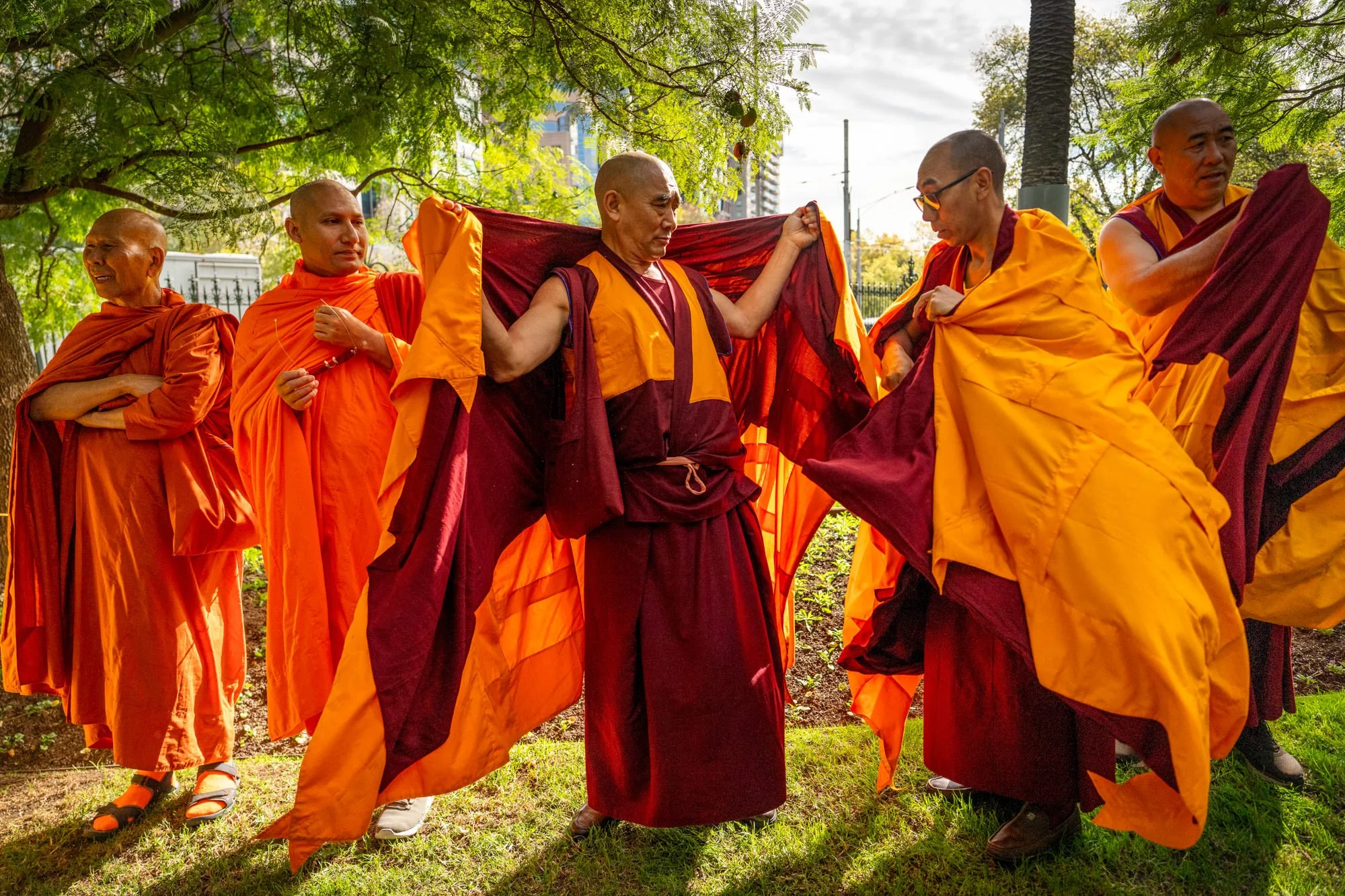 Buddhist Monks get ready to commence the Victorian United Nations day of Vesak