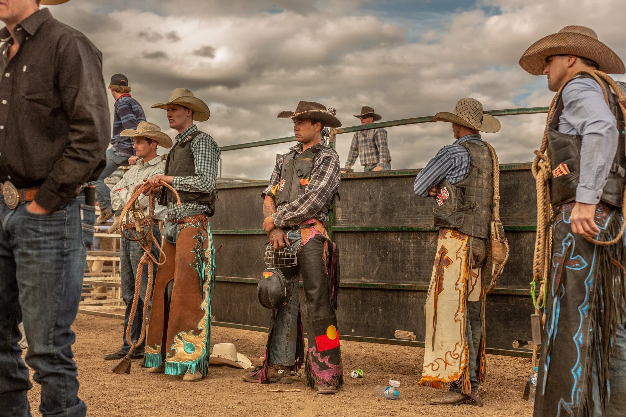 Aboriginal Bull Rider, Kaleb Comollatti waits to ride during rodeo event