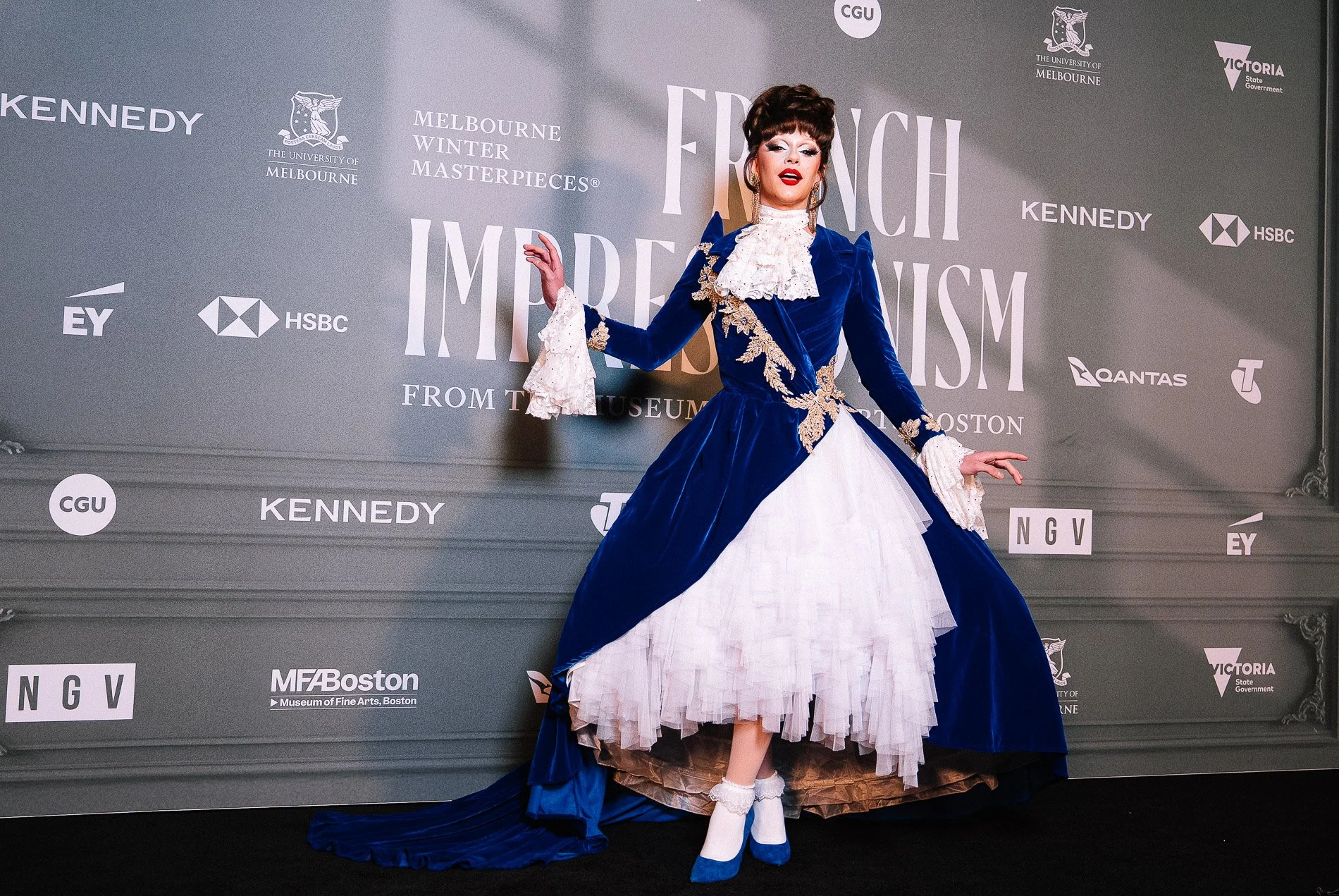 Aubrey Haive attends the opening of French Impressionism from the Museum of Fine Arts, Boston at the National Gallery of Victoria in Melbourne.
