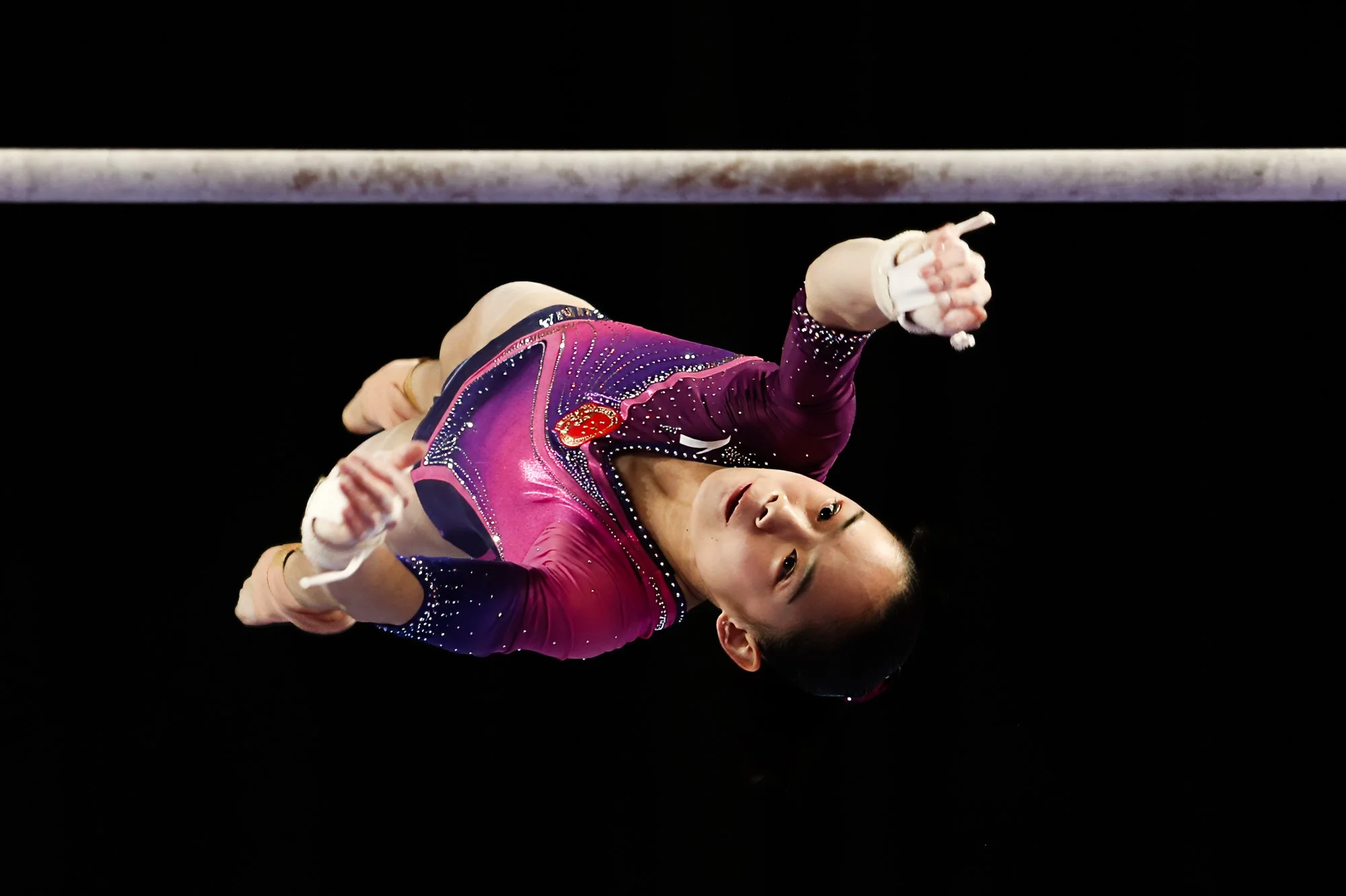 Chinese gymnast Tingting Liu competes on the uneven bars during the Gymnastics World Cup in Melbourne in 2017.