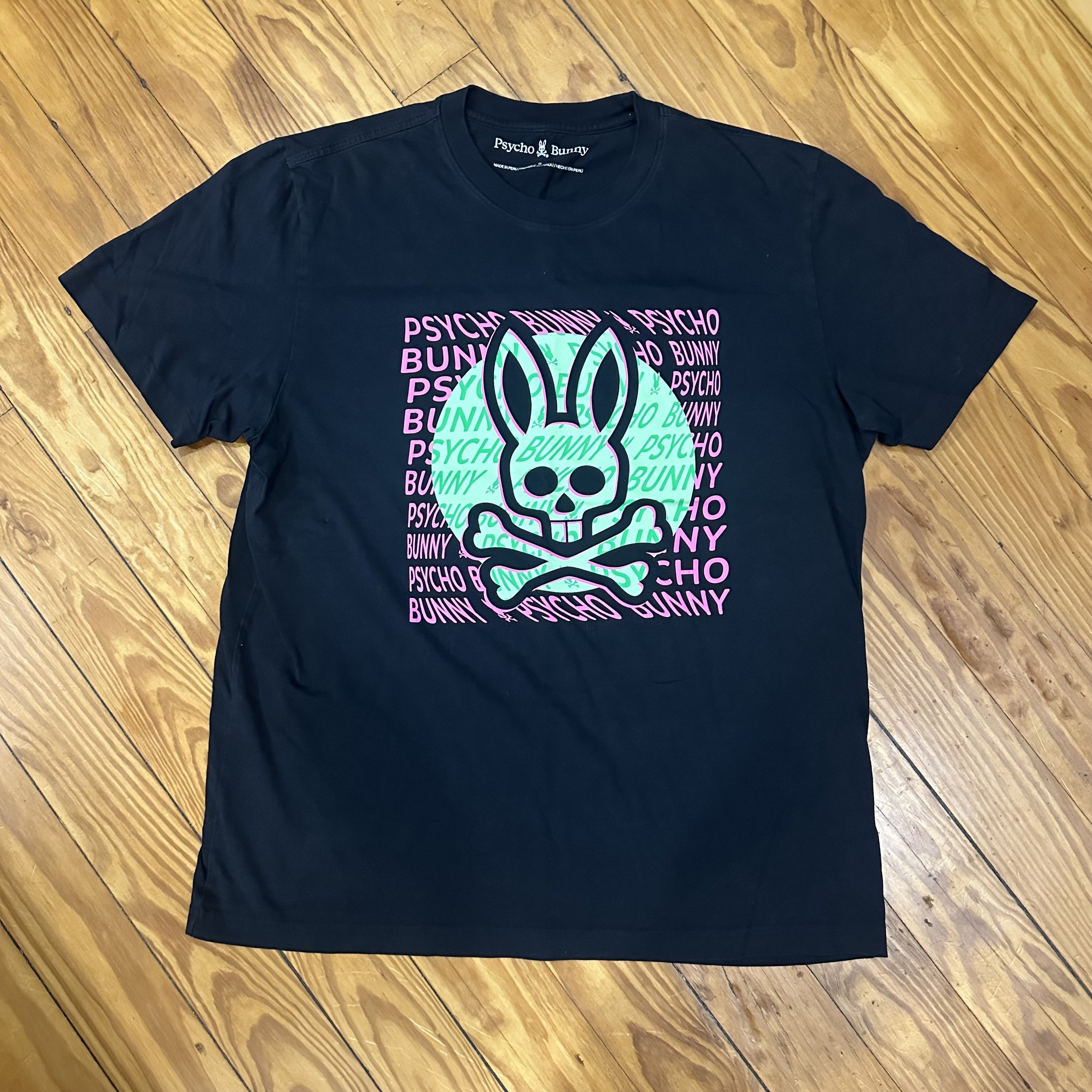Psycho Bunny Neon Skull Graphic T-Shirt | Black Designer Streetwear Tee