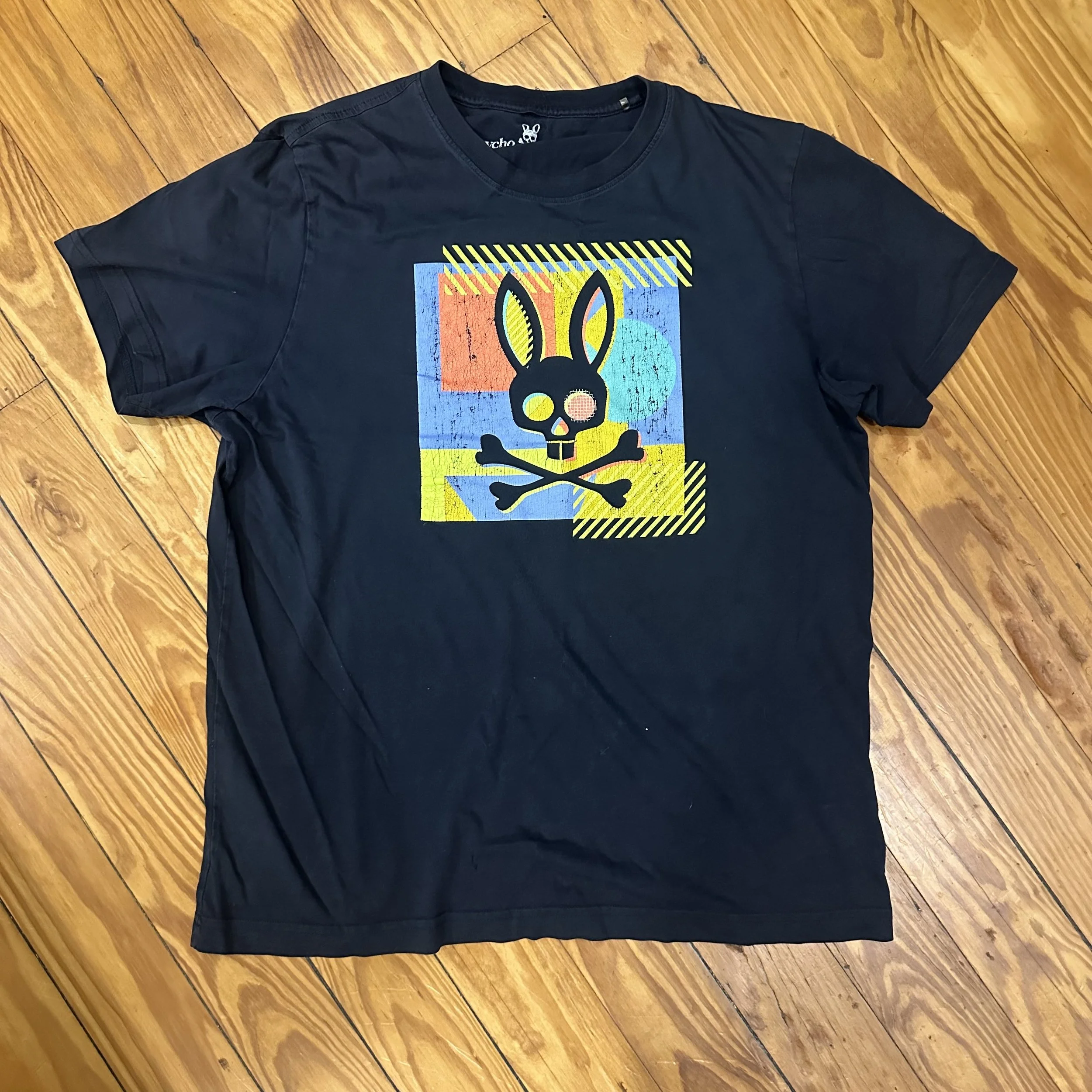 Psycho Bunny Color Block Skull Graphic T-Shirt | Black Designer Streetwear Tee