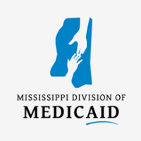 Logo of the Mississippi Division of Medicaid featuring a stylized blue hand and water-like shape.