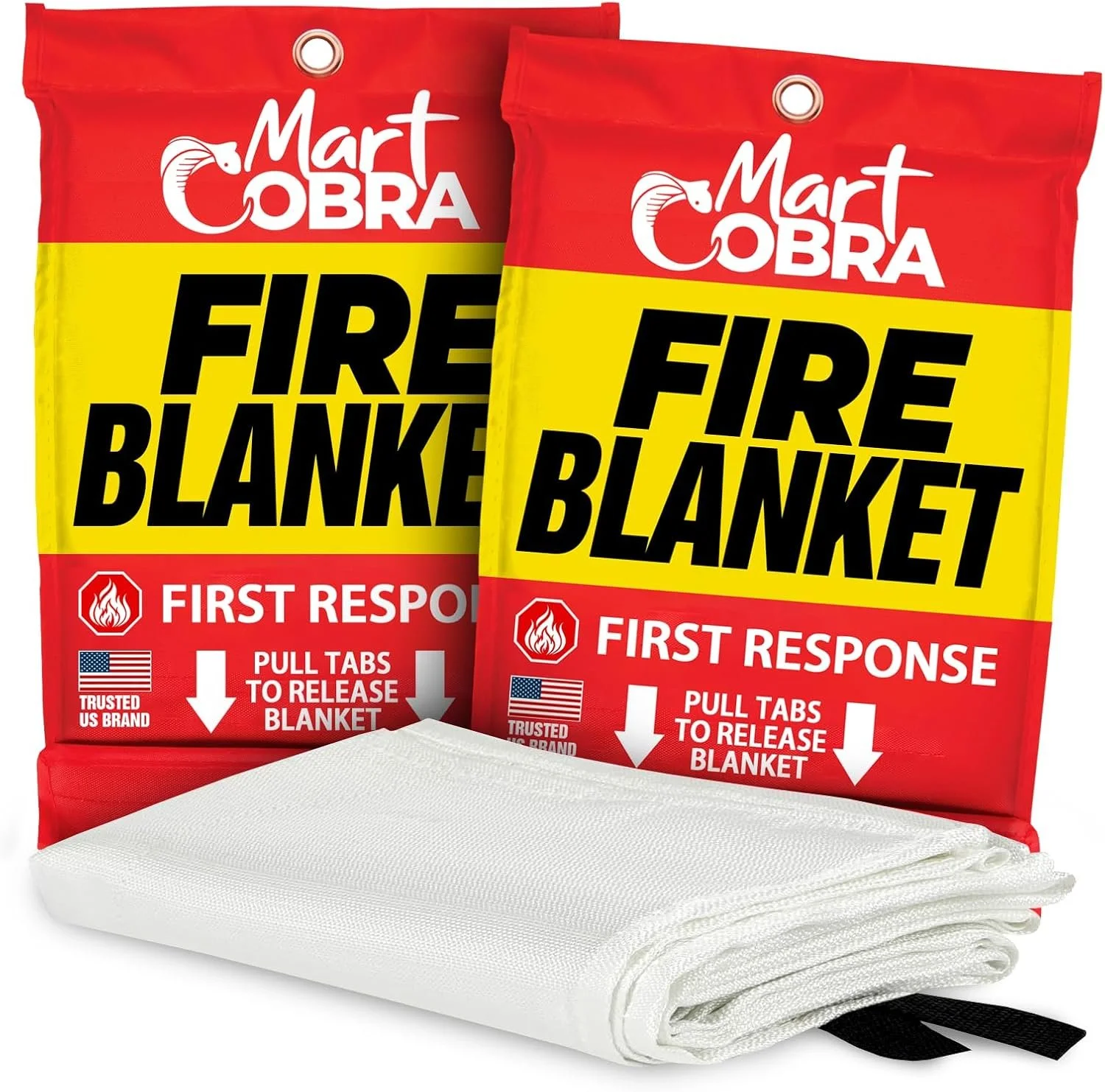 Fire Blanket 2-Pack – Emergency Fire Suppression for Home & Kitchen – 40"x40" Fireproof Fiberglass Safety Blankets – Heat Resistant & Easy to Use – Smothers Grease & Electrical Fires
