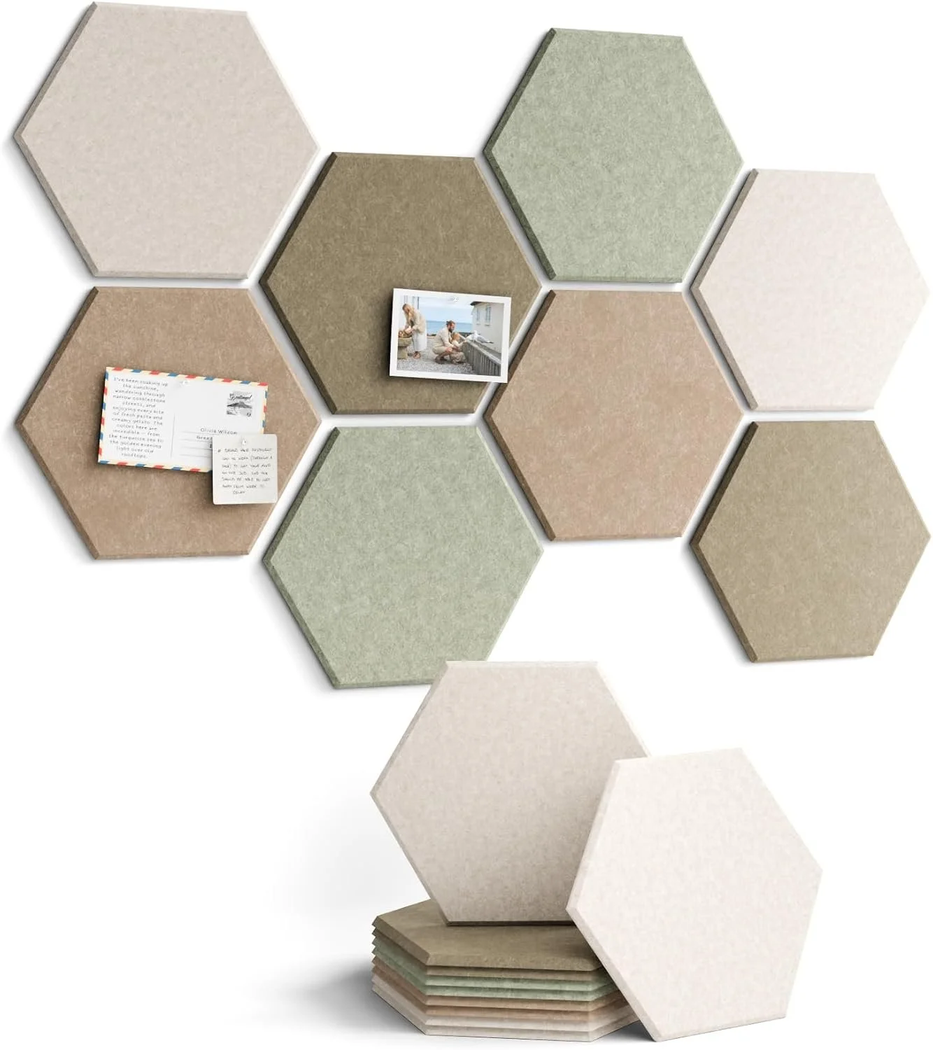 Hexagon Cork Board Alternative for Walls Decor-8-Pack Felt Bulletin Board Tiles
