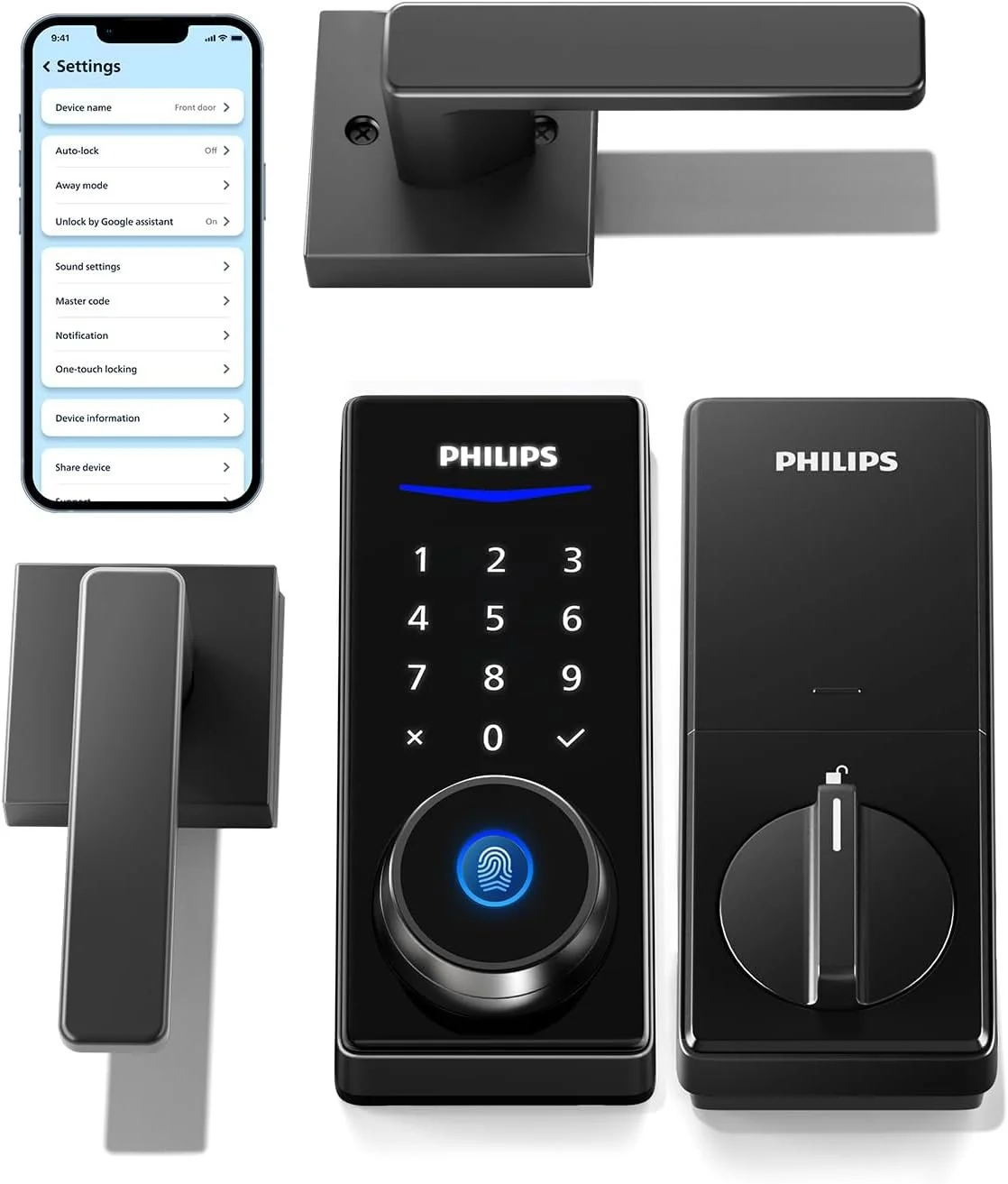 Philips Smart Lock with Handles, Keyless Entry Door Lock Set, 