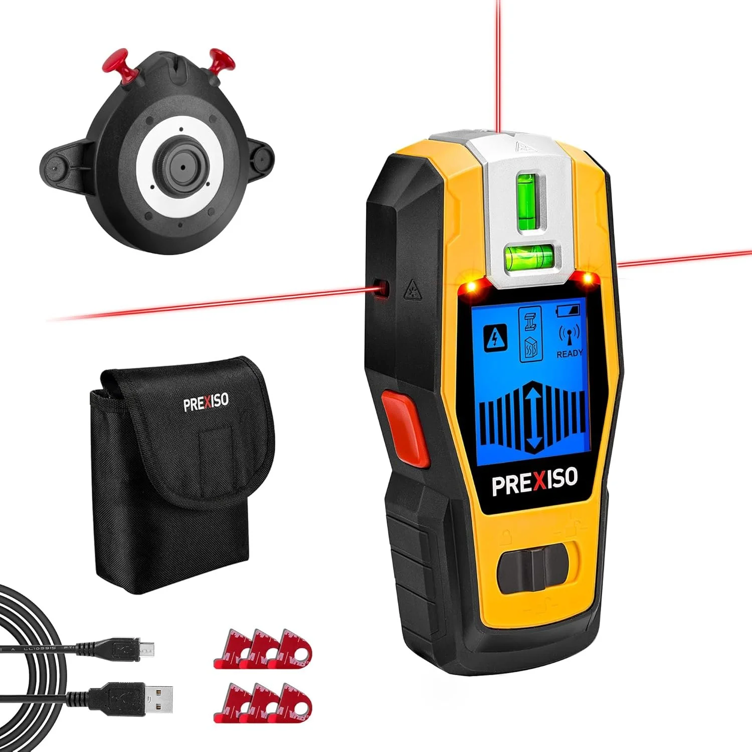 Stud Finder with Laser Level, Rechargeable Multi Surface Cross Line Laser 