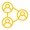 Icon of interconnected nodes representing a network or social connection