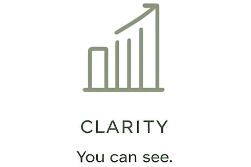 Graph with increasing bars and an upward arrow, labeled 'Clarity', with the phrase 'You can see' at the bottom.