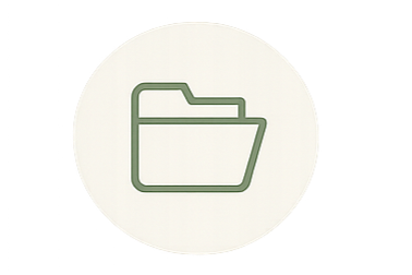 Icon of a green folder on a white circular background