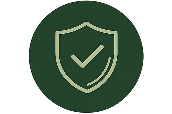 Icon of a shield with a checkmark inside, representing security or protection