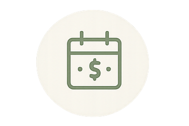 Calendar icon with a dollar sign in the center