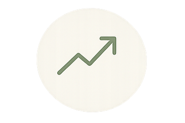 Icon of an upward trending line graph inside a light circle.