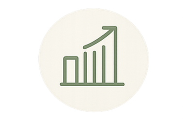 A green upward-trending bar chart icon with an arrow indicating growth or increase